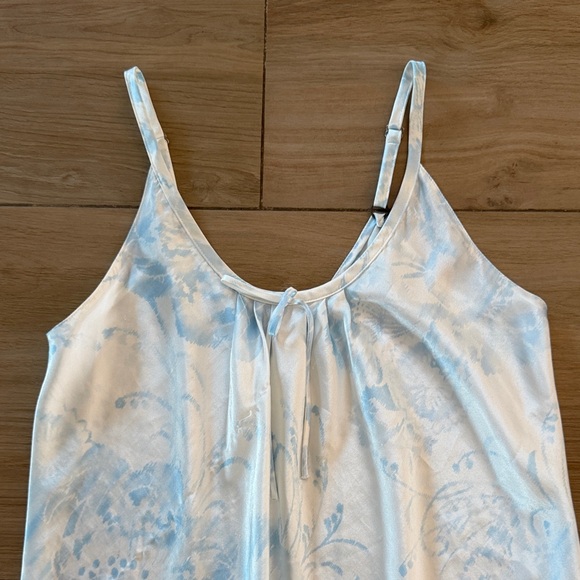 Oscar de la Renta Neiman Marcus Blue Floral Satin Chemise Nightgown Small S - Picture 3 of 4